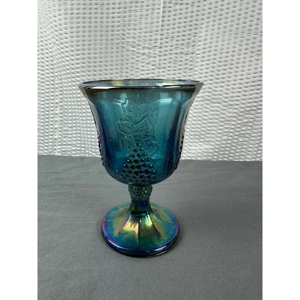 VTG Indiana Glass Company Carnival Glass Goblet Harvest Grape